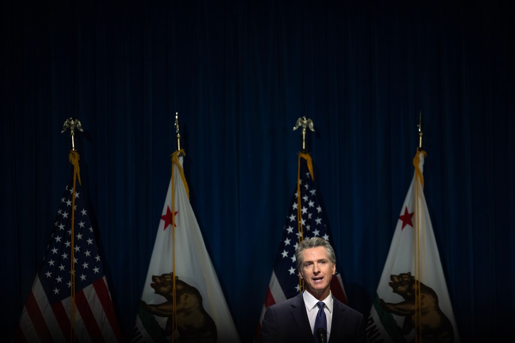 Governor Gavin Newsom addressing media