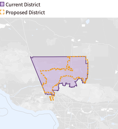 27th congressional district: Map of current and proposed boundaries