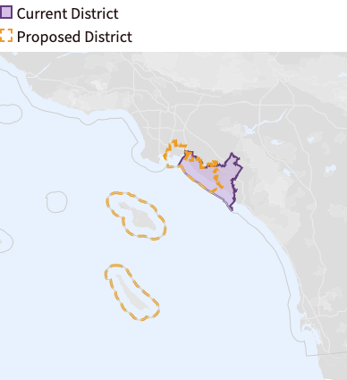 47th congressional district: Map of current and proposed boundaries