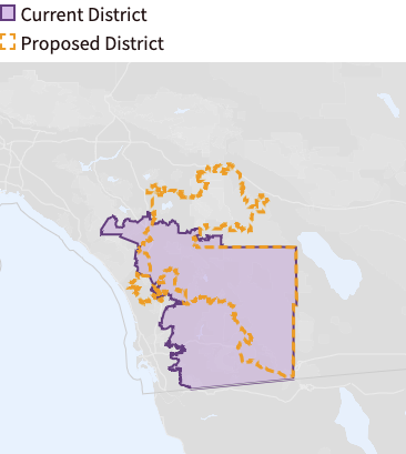 48th congressional district: Map of current and proposed boundaries
